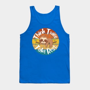 Think Twice And Take Rest Sloth Design Tank Top